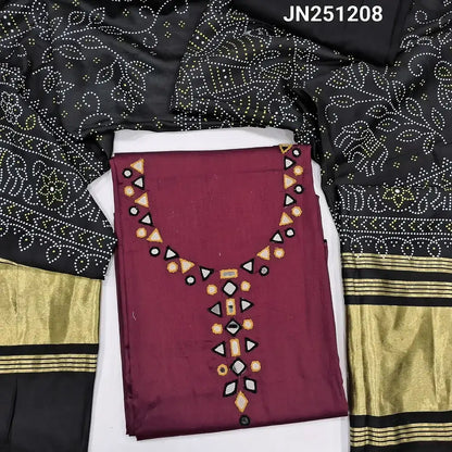 Maroon satin cotton salwar material jn251208-Neidhal