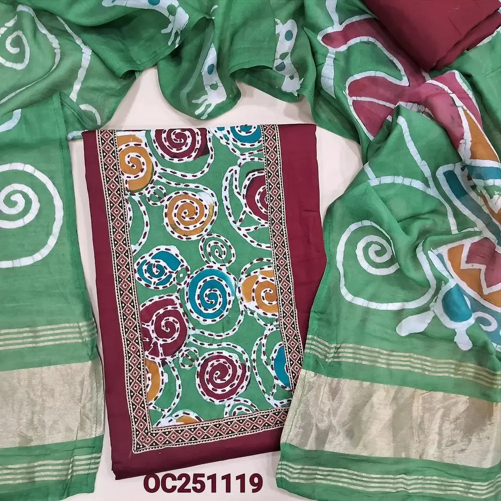 maroon satin cotton salwar material OC251119-Neidhal