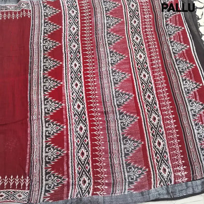 Maroon semi linen saree ns201-Neidhal