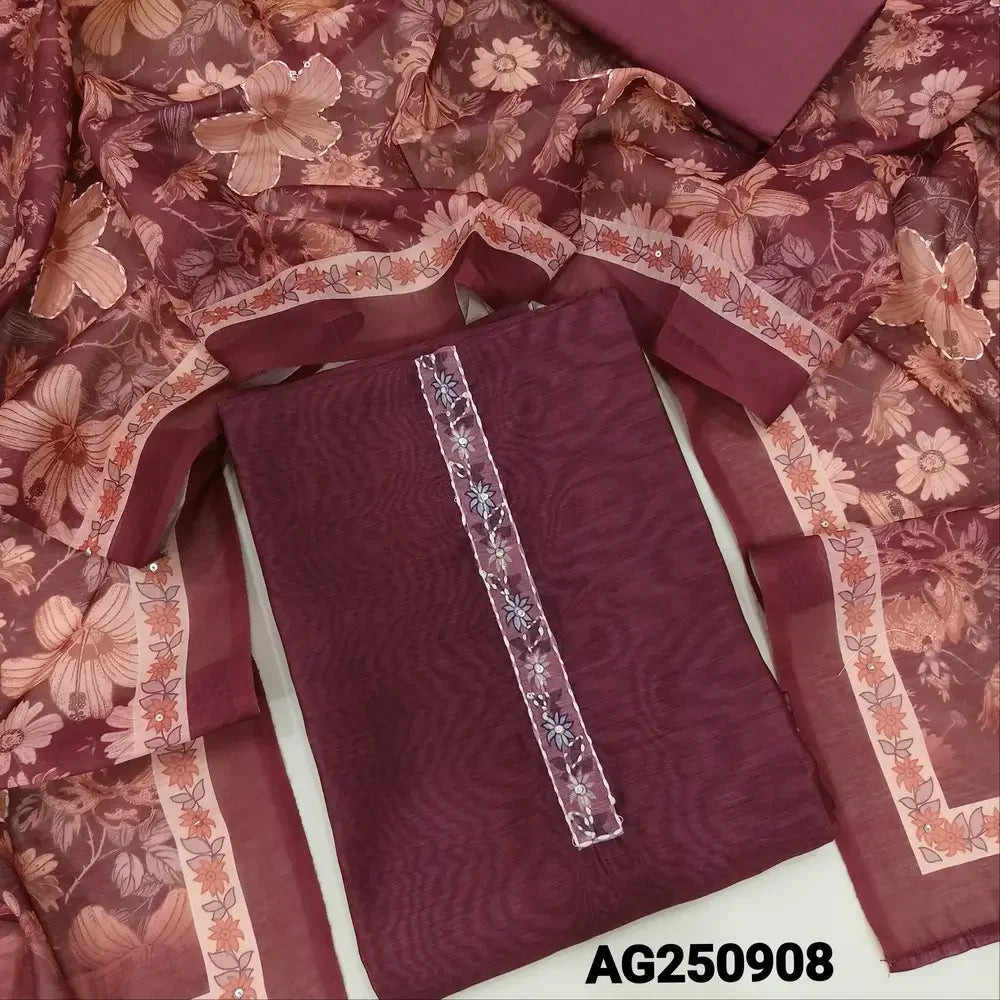 Maroon silk cotton salwar material ag250908-Neidhal