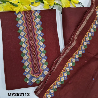 Maroon slub cotton salwar material my252112-Neidhal