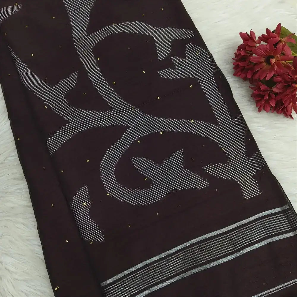 Maroon slub silk cotton saree ns156-Neidhal