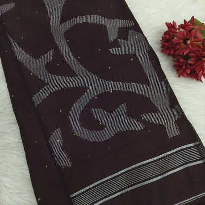 Maroon slub silk cotton saree ns156-Neidhal