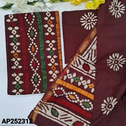 Maroon wax batik cotton salwar material ap252312-Neidhal
