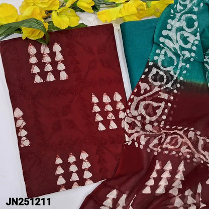 Maroon wax batik cotton salwar material jn251211-Neidhal