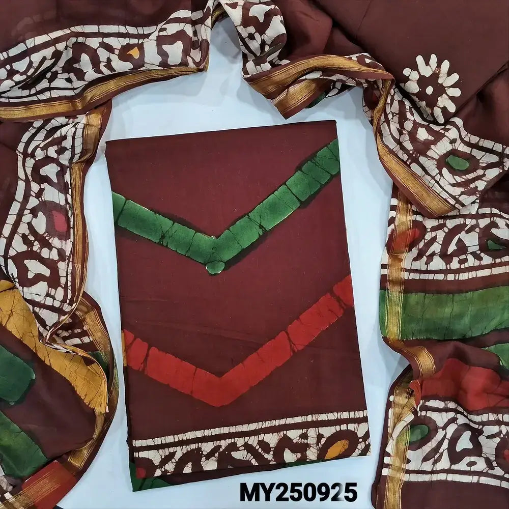 Maroon wax batik cotton salwar material my250925-Neidhal