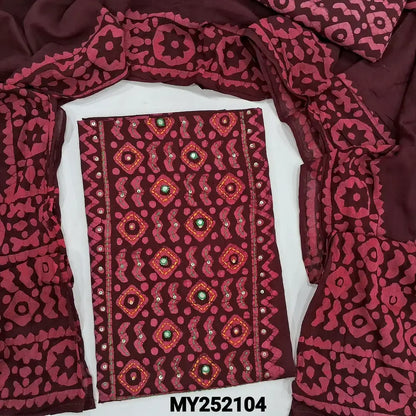 Maroon wax batik dyed cotton salwar material my252104-Neidhal
