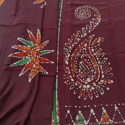 Maroon wax batik modal cotton salwar material ap250924-Neidhal