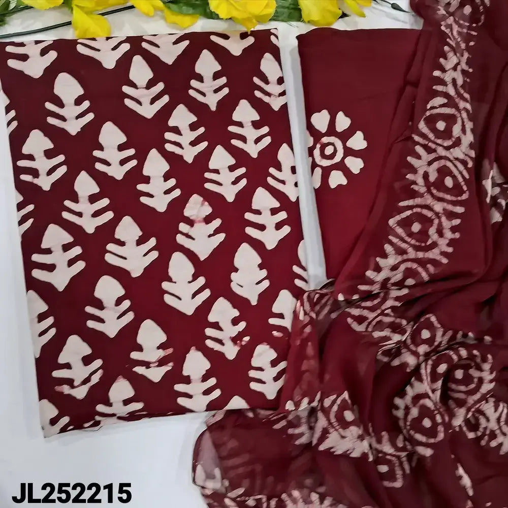 Maroon wax batik modal cotton salwar material jl252215-Neidhal