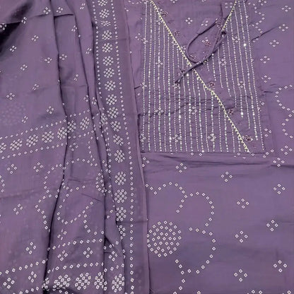 Mauve bandhini printed mul cotton salwar material ap251312-Neidhal