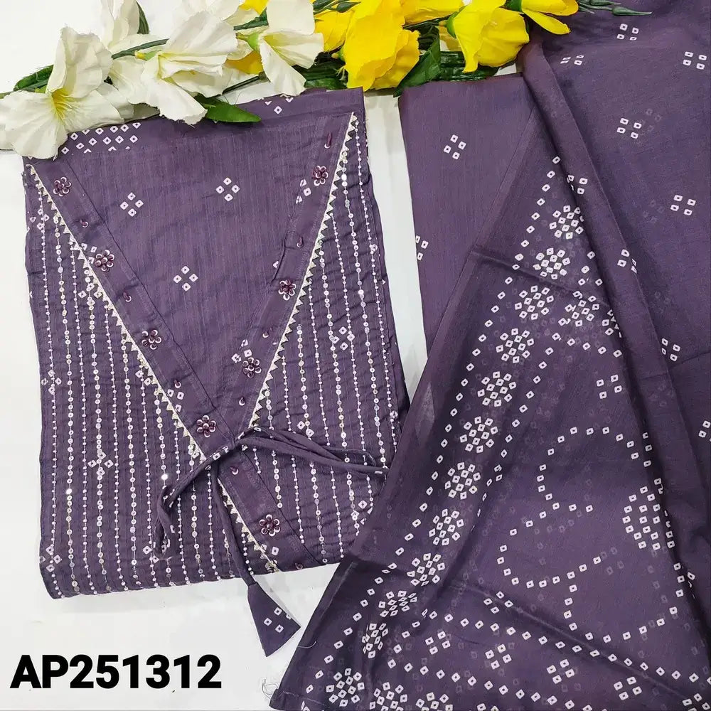 Mauve bandhini printed mul cotton salwar material ap251312-Neidhal
