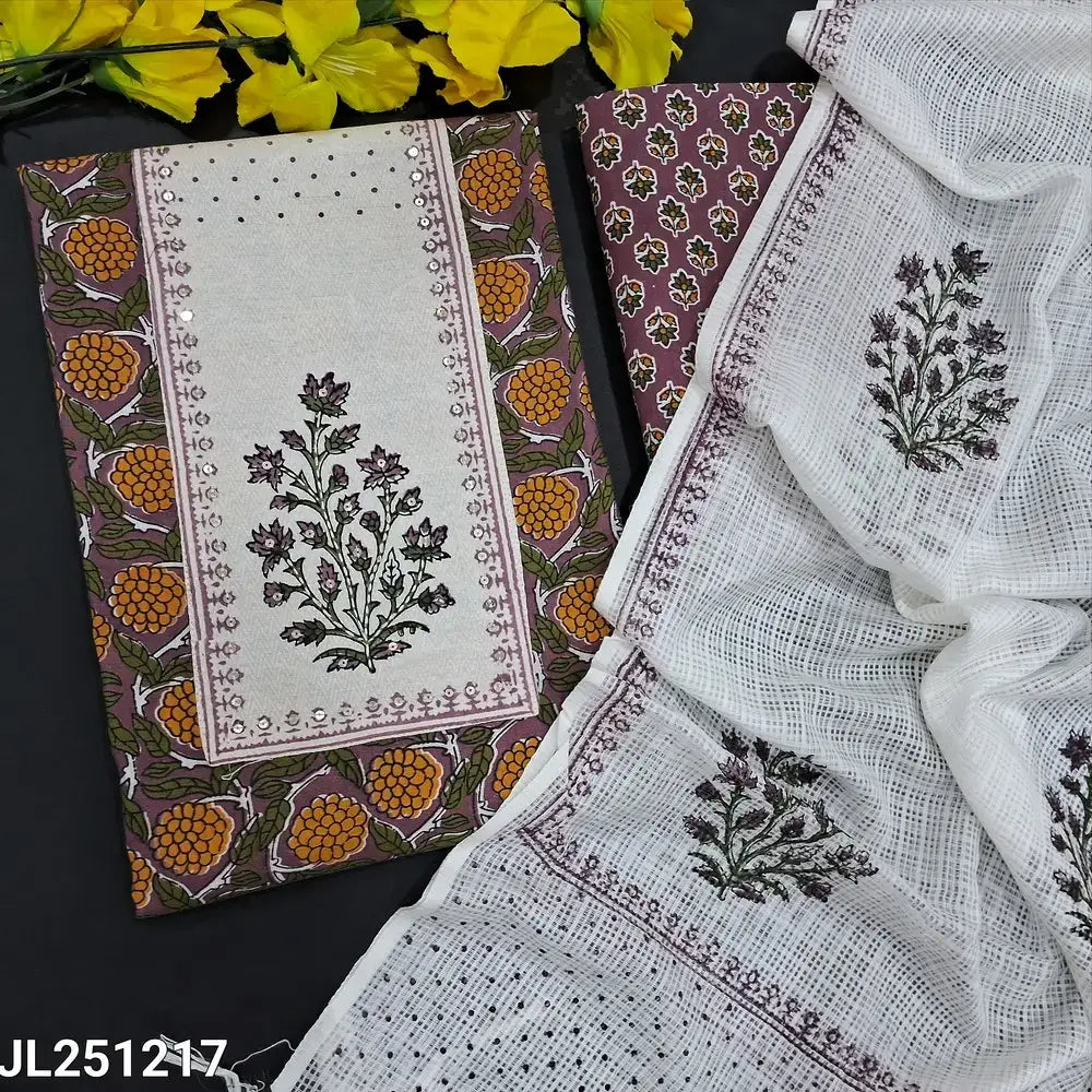 Mauve block printed pure cotton salwar material jl251217-Neidhal