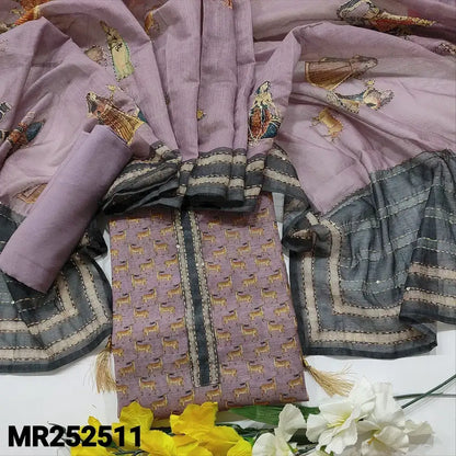 Mauve digital deer printed silk cotton salwar material mr252511-Neidhal