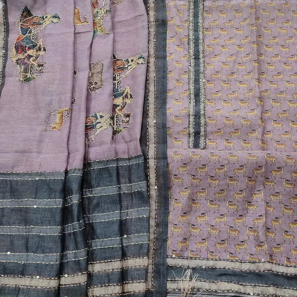 Mauve digital deer printed silk cotton salwar material mr252511-Neidhal