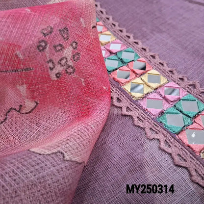 Mauve digital printed linen salwar material my250314-Neidhal