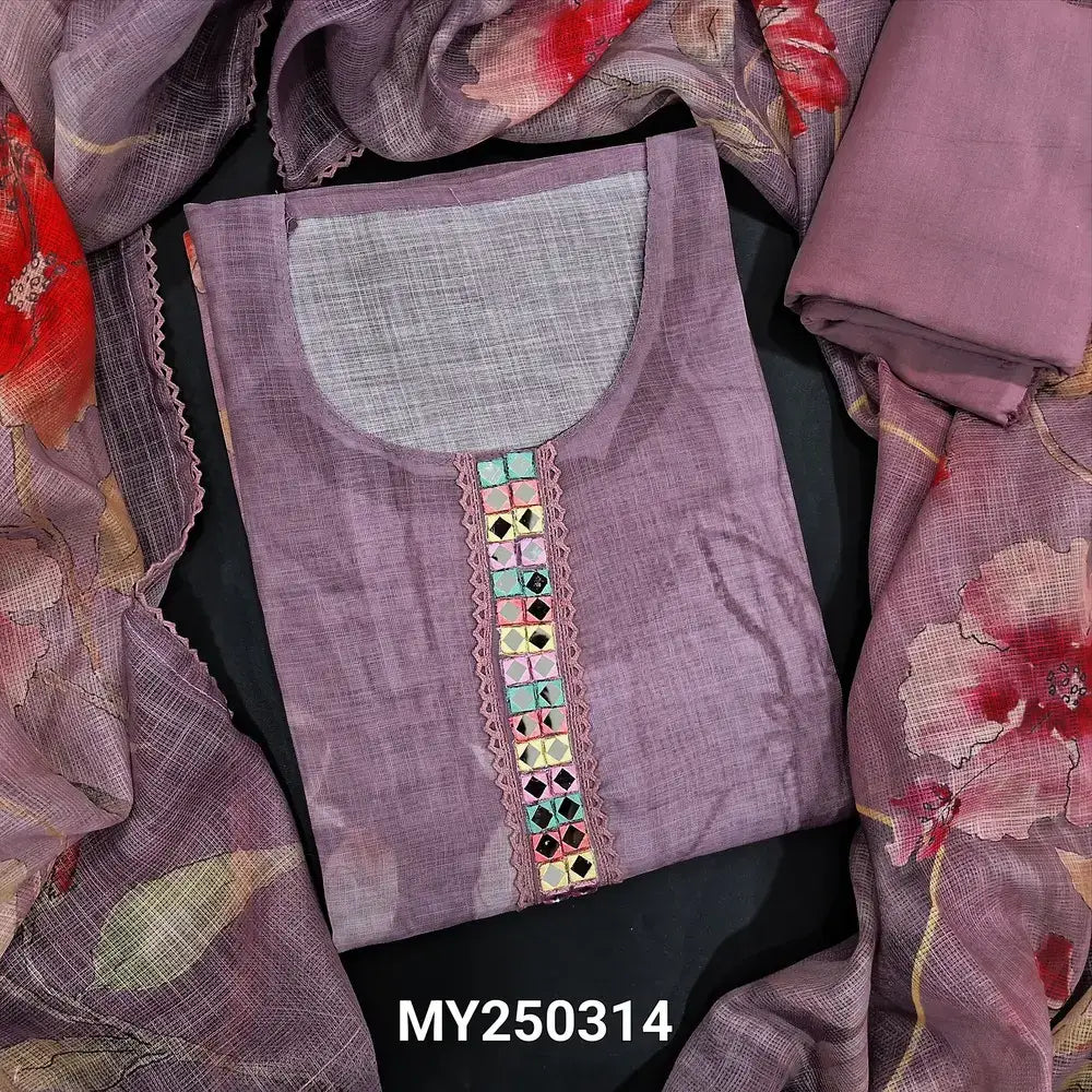 Mauve digital printed linen salwar material my250314-Neidhal