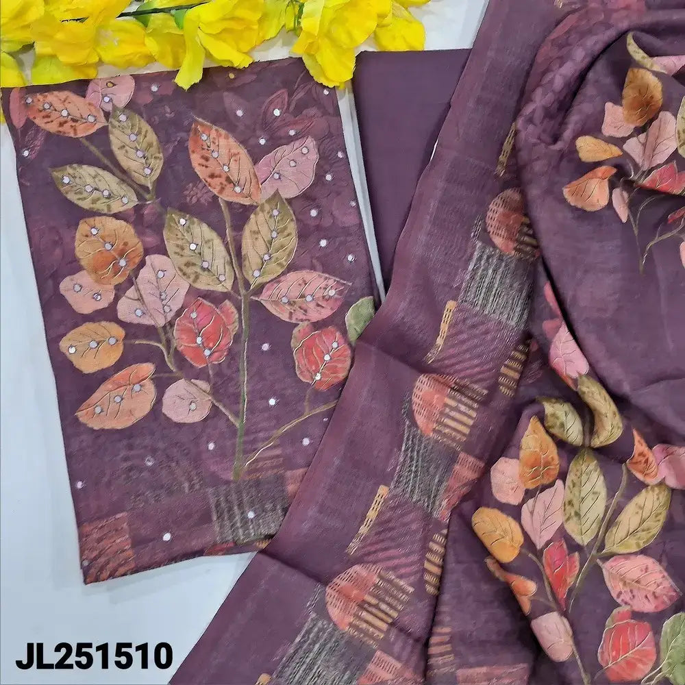 Mauve digital printed semi linen salwar material jl251510-Neidhal