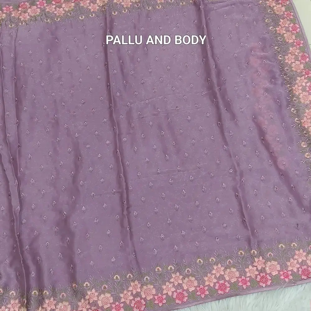 Mauve embroidered shimmer chiffon saree ns188-Neidhal