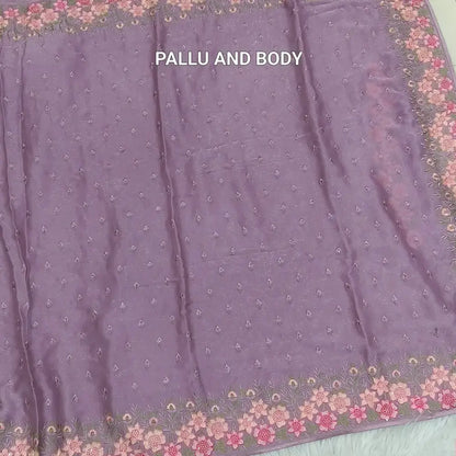 Mauve embroidered shimmer chiffon saree ns188-Neidhal