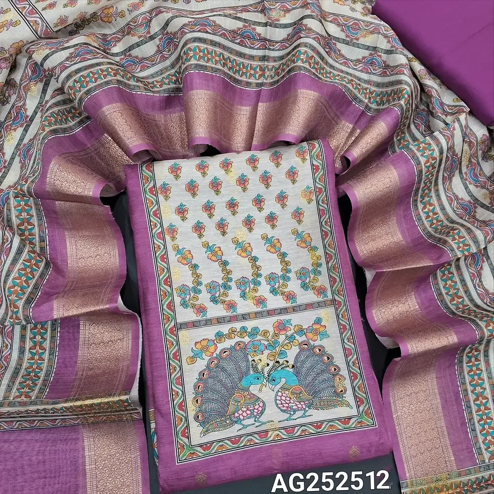 Mauve fancy slub silk cotton salwar material ag252512 Neidhal