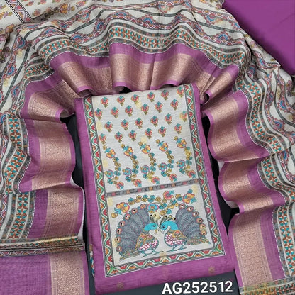 Mauve fancy slub silk cotton salwar material ag252512 Neidhal