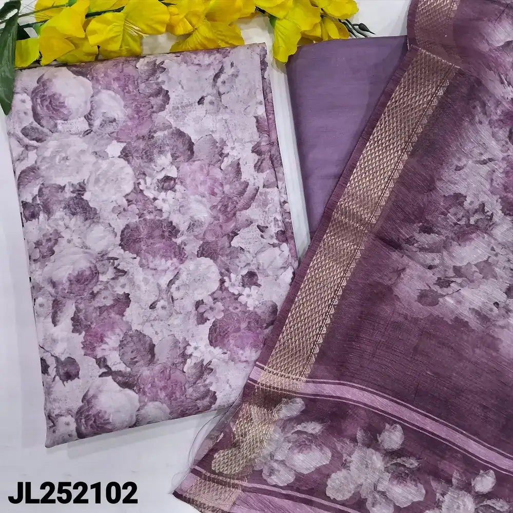 Mauve floral printed fancy silk cotton salwar materialjl252102-Neidhal