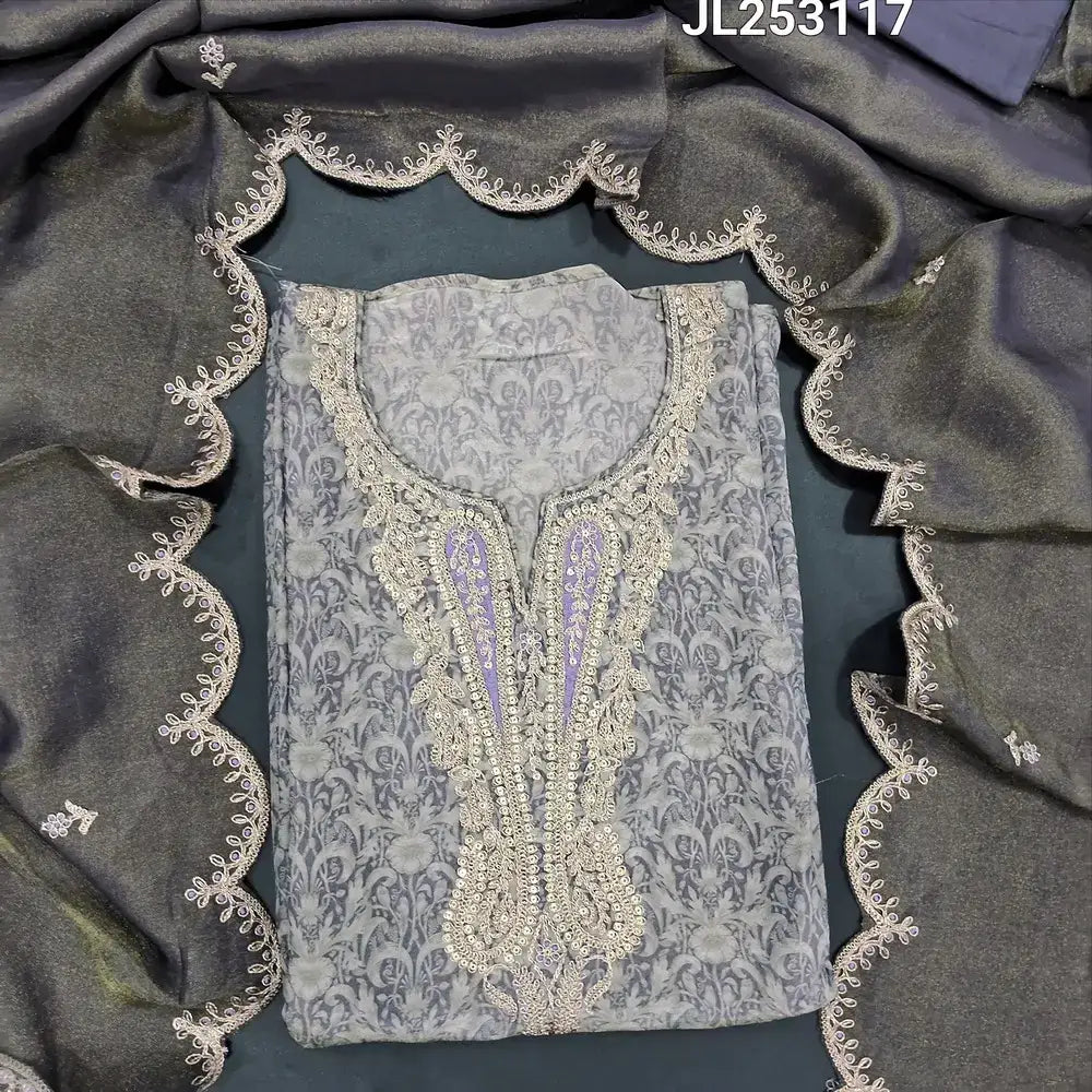 Mauve grey premium organza silk salwar material jl253117-Neidhal