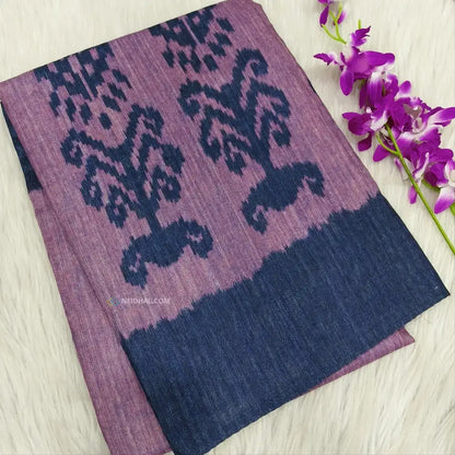 Mauve ikat printed semi jute silk saree ns104-Neidhal