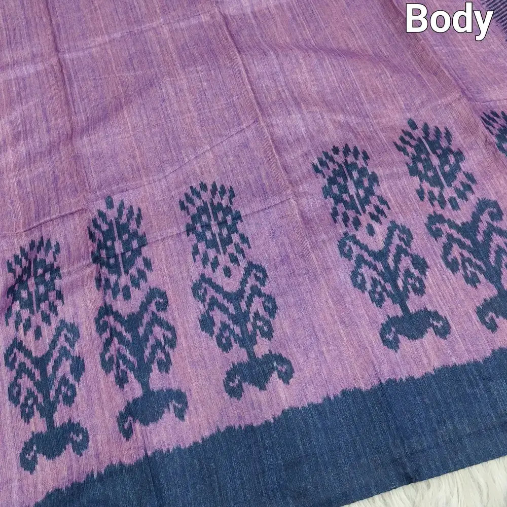Mauve ikat printed semi jute silk saree ns104-Neidhal