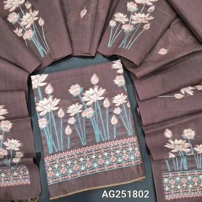 Mauve jamdani woven silk cotton salwar material ag251802 Neidhal