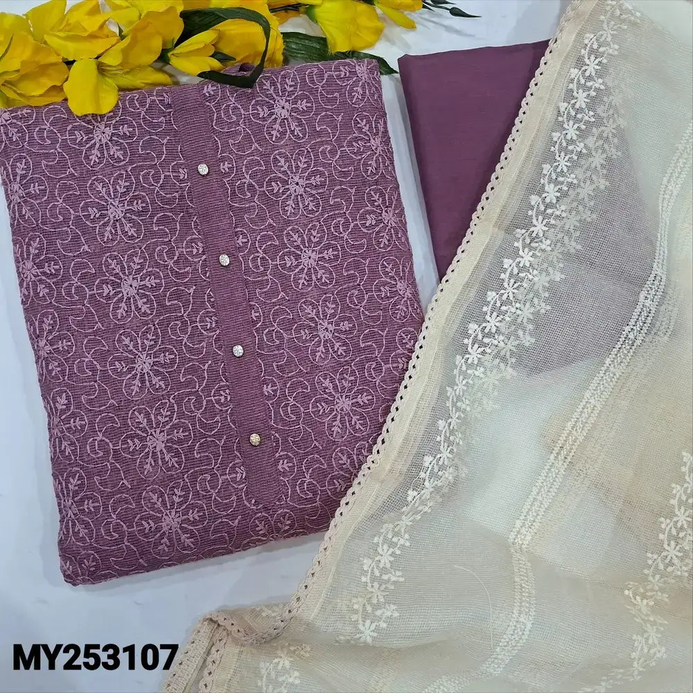 Mauve self embroidered super net salwar material my253107-Neidhal