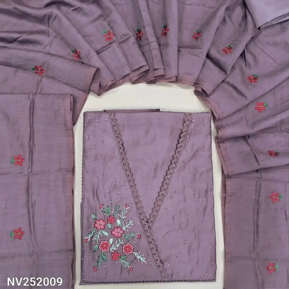 mauve shade silk cotton unstitched salwar material nv252010-Neidhal