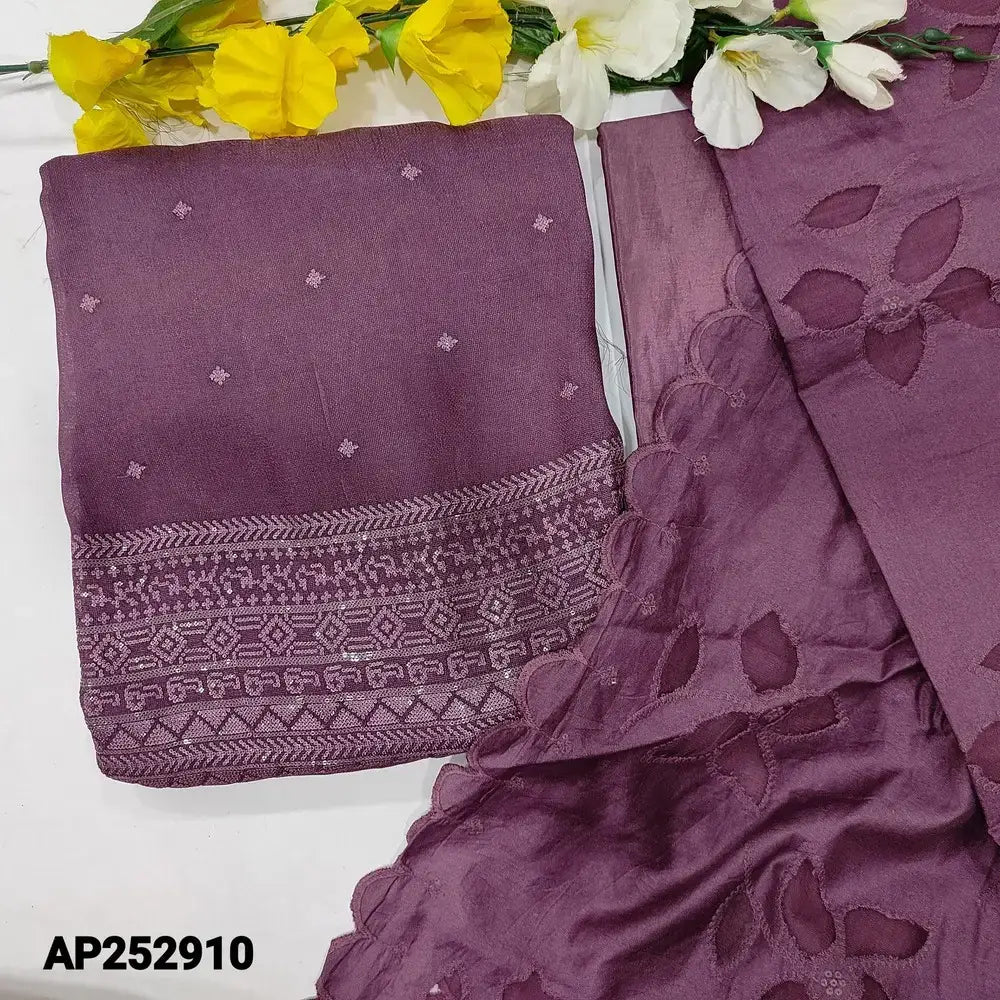 Mauve silk linen kota salwar material ap252910-Neidhal
