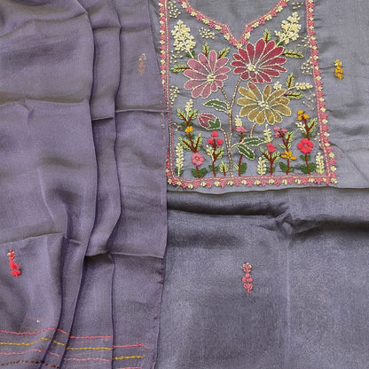 Mauve tissue organza salwar material ap251902-Neidhal