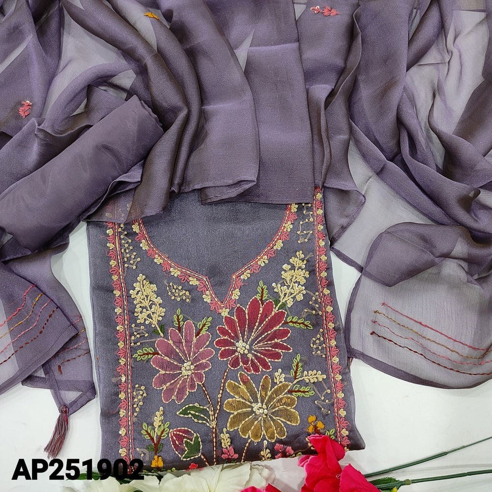 Mauve tissue organza salwar material ap251902-Neidhal