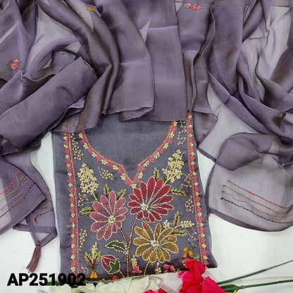 Mauve tissue organza salwar material ap251902-Neidhal