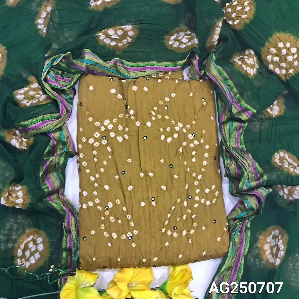 Mehandhi green bandhini pure cotton salwar material ag250707-Neidhal