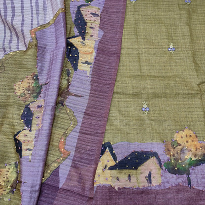 Mehandhi green digital printed jute silk salwar material mr250802-Neidhal