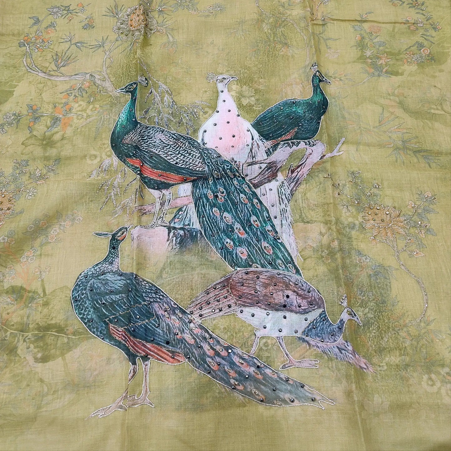 Mehandhi green digital printed semi linen salwar material mr251202-Neidhal