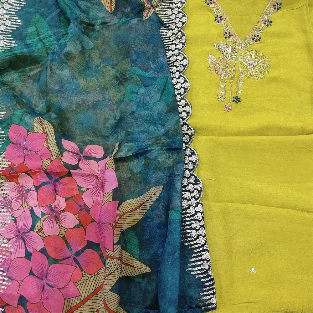 Mehandhi green dola silk salwar material ap251519-Neidhal