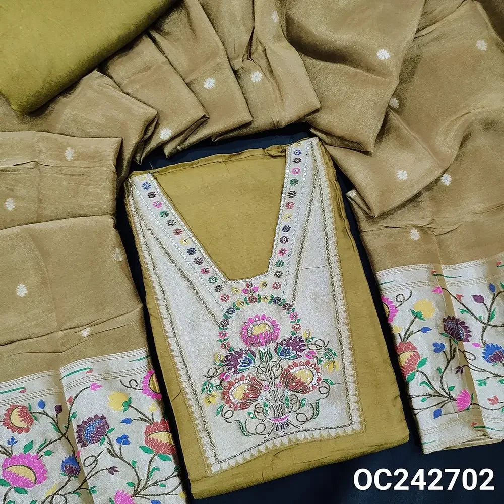 Mehandhi green dola silk salwar material oc242702 Neidhal