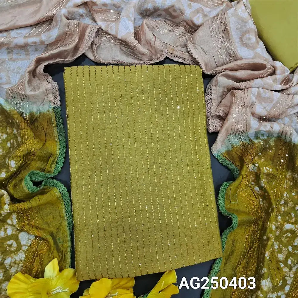 Mehandhi green fancy silk cotton salwar material ag250403-Neidhal