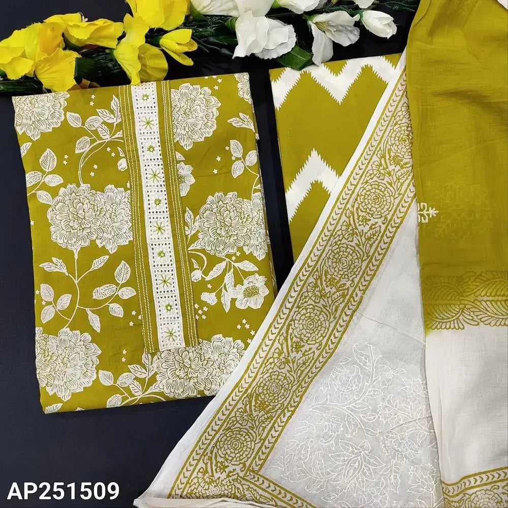 Mehandhi green floral printed cotton salwar material ap251509-Neidhal