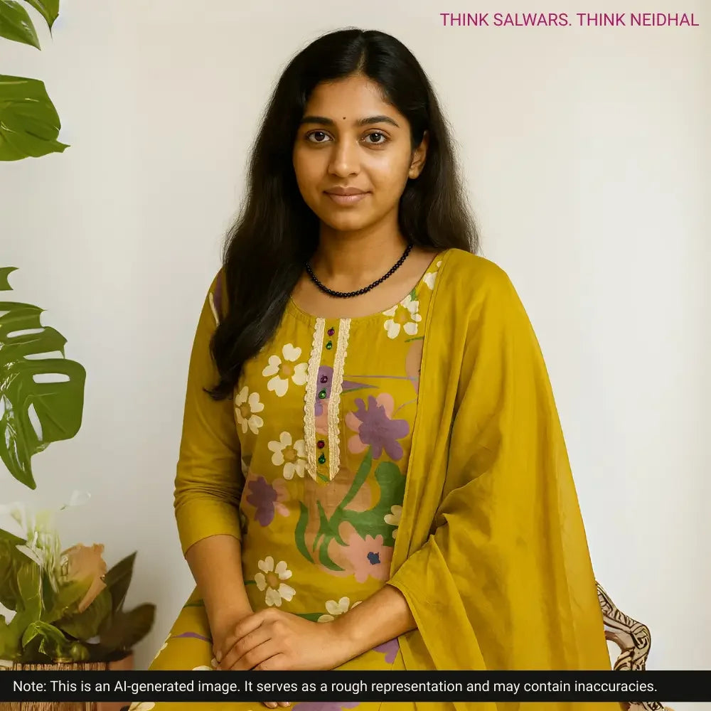 Mehandhi green floral printed soft cotton salwar material ag251905 Neidhal