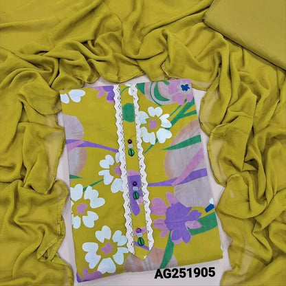 Mehandhi green floral printed soft cotton salwar material ag251905 Neidhal
