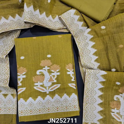 Mehandhi green jamdani woven silk cotton salwar material jn252711-Neidhal