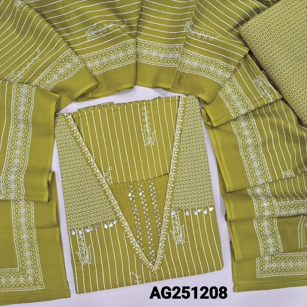 Mehandhi green premium cotton salwar material ag251210-Neidhal