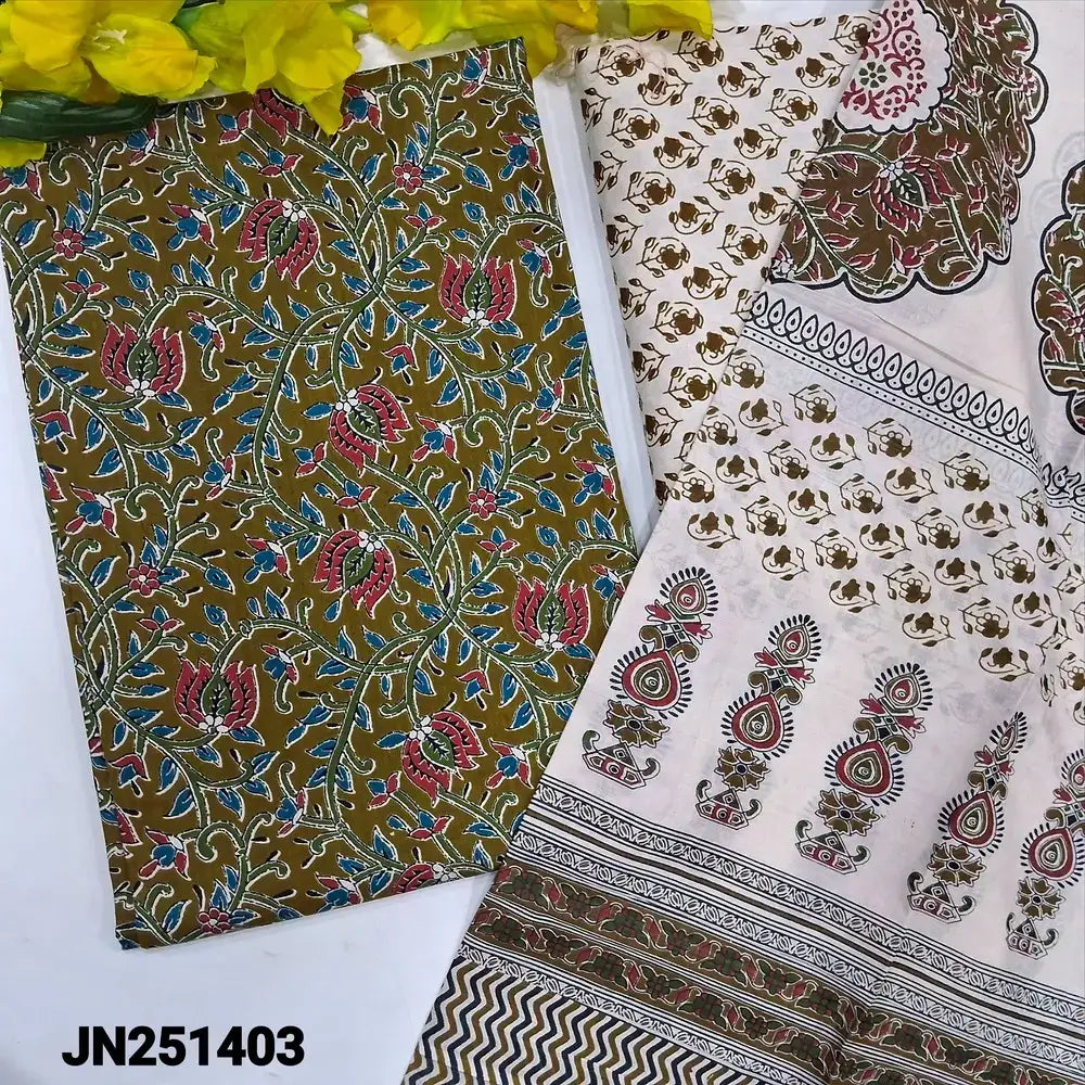 Mehandhi green printed pure cotton salwar material jn251403-Neidhal