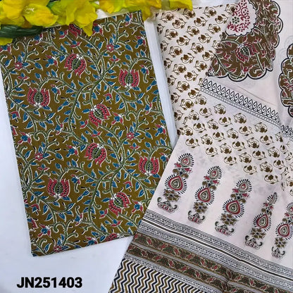 Mehandhi green printed pure cotton salwar material jn251403-Neidhal