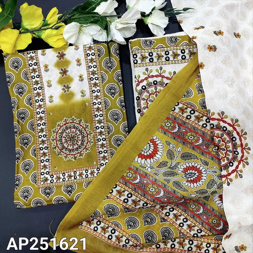 Mehandhi green printed soft cotton salwar material ap251621-Neidhal